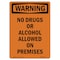 Signmission Safety Sign, OSHA WARNING, 24" Height, Aluminum, No Drugs Or Alcohol Allowed, Portrait OS-WS-A-1824-V-13667 - alternate 1
